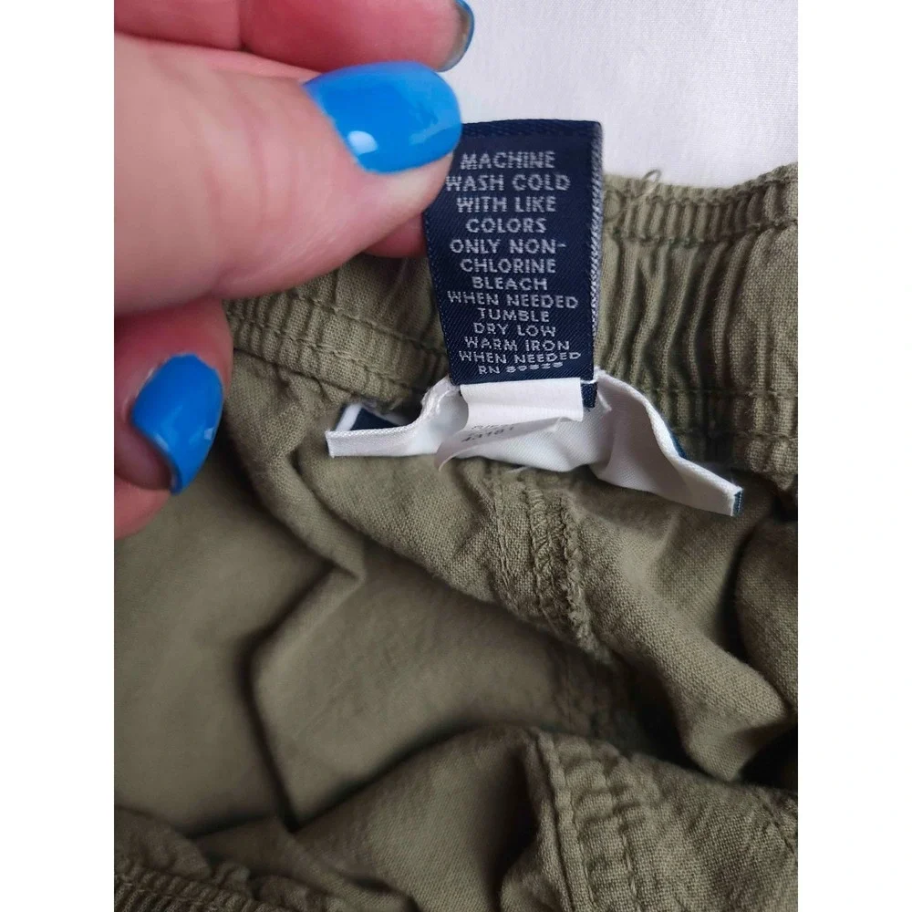 Karen Scott Cargo Utility Pants Womens XL Olive Green Cotton Drawstring Cropped